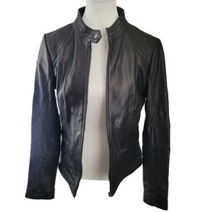 Bh Sophisticates Black Lamb Leather Jacket Blazer Moto NEW Size M #1268